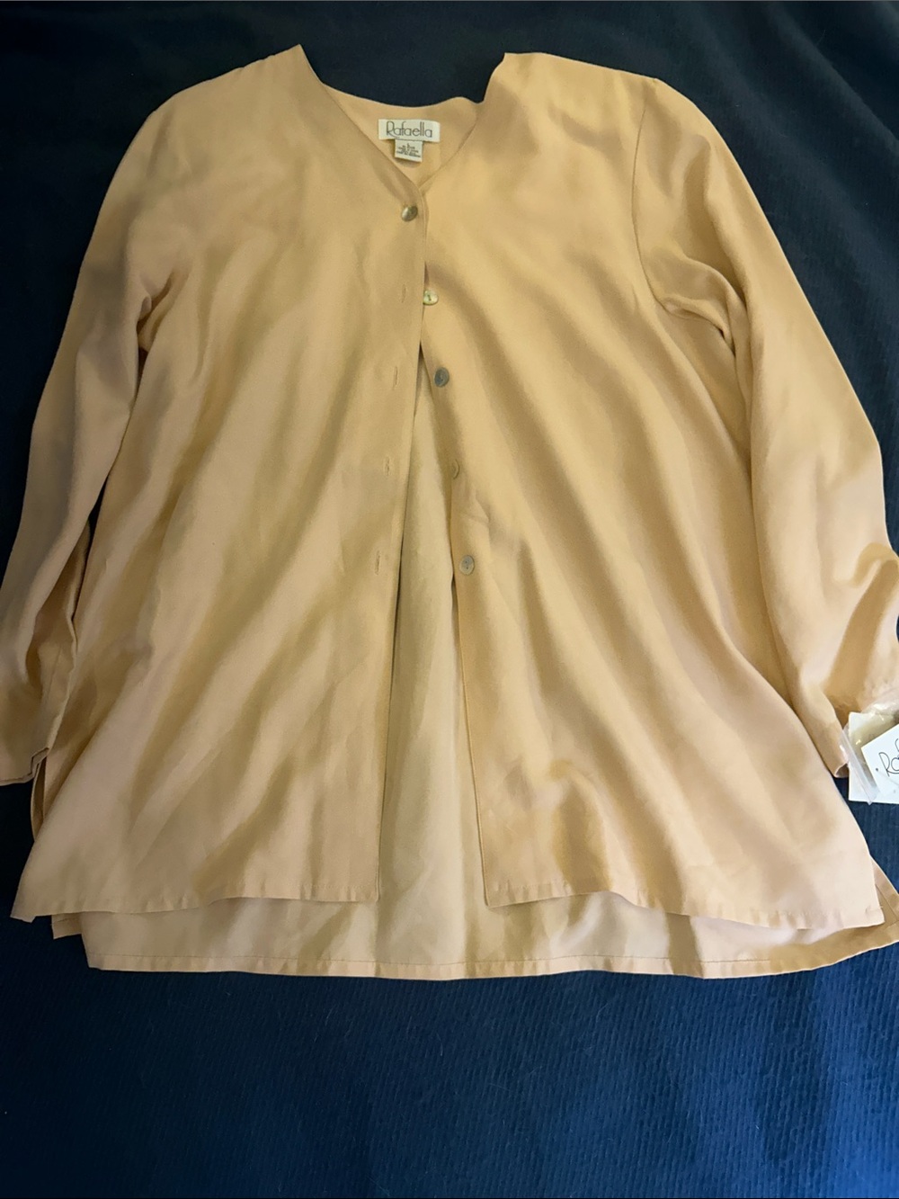 Rafaella Light Peach Button-Front Long Sleeve Blouse